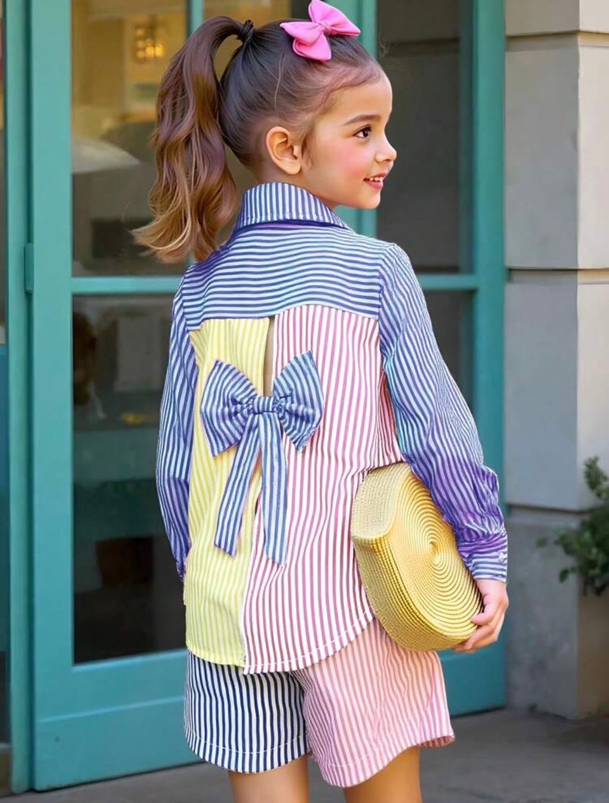 Young girl patchwork contrast color